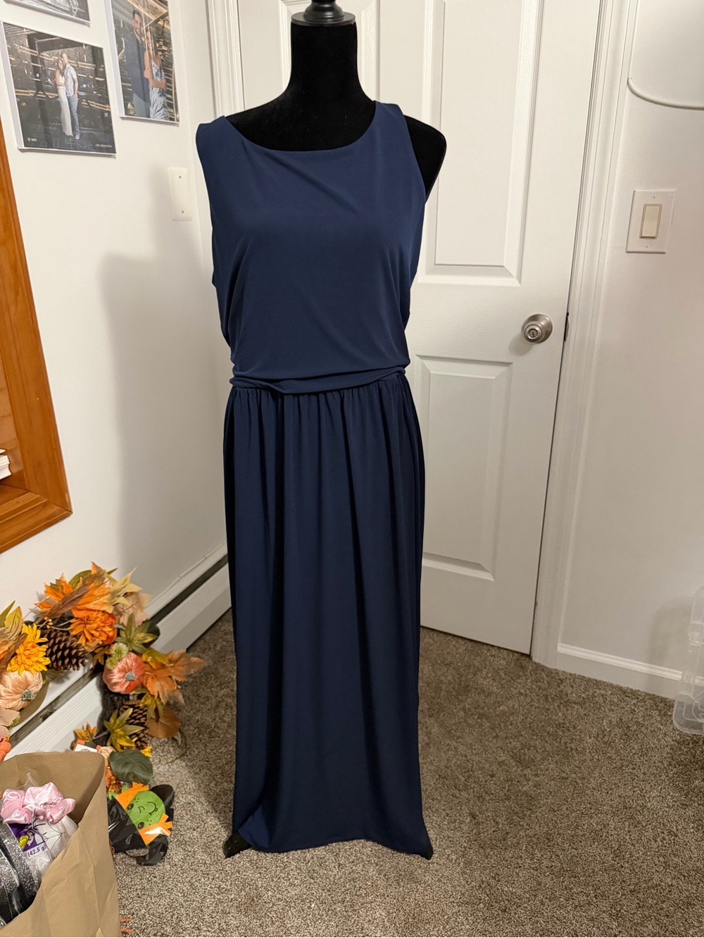 Sleeveless Navy Maxi Dress - Brooks Brothers Size XL